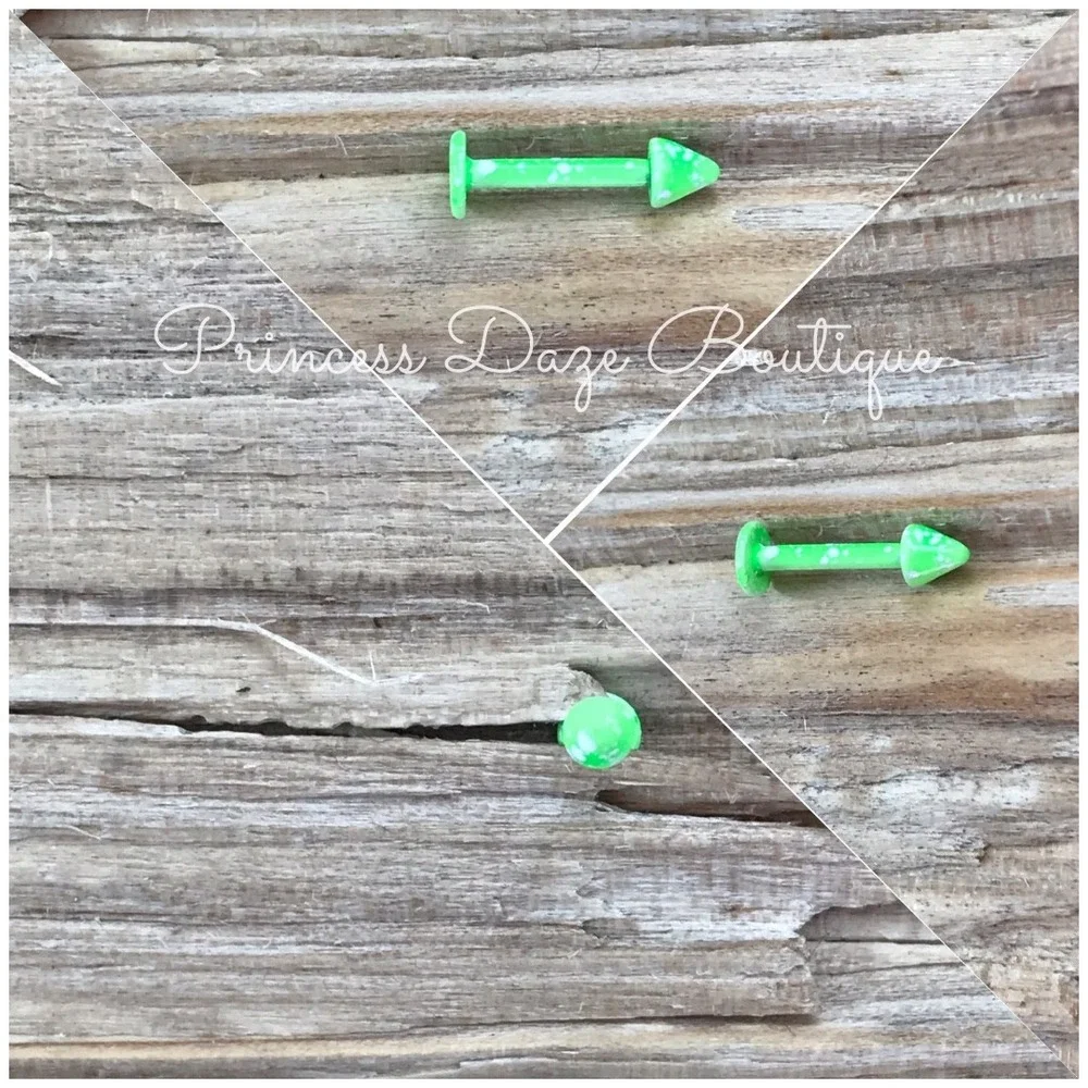 Neon‎ Green & White Labret Tragus Monroe Lip Piercing